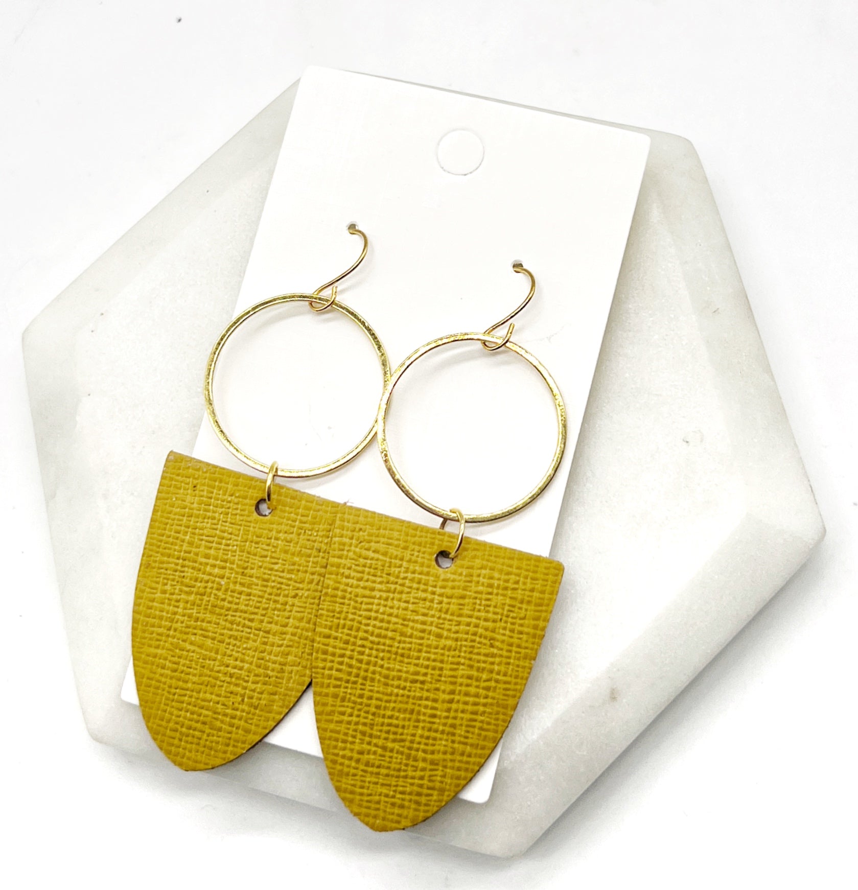 Mustard Yellow Adele Leather Earrings