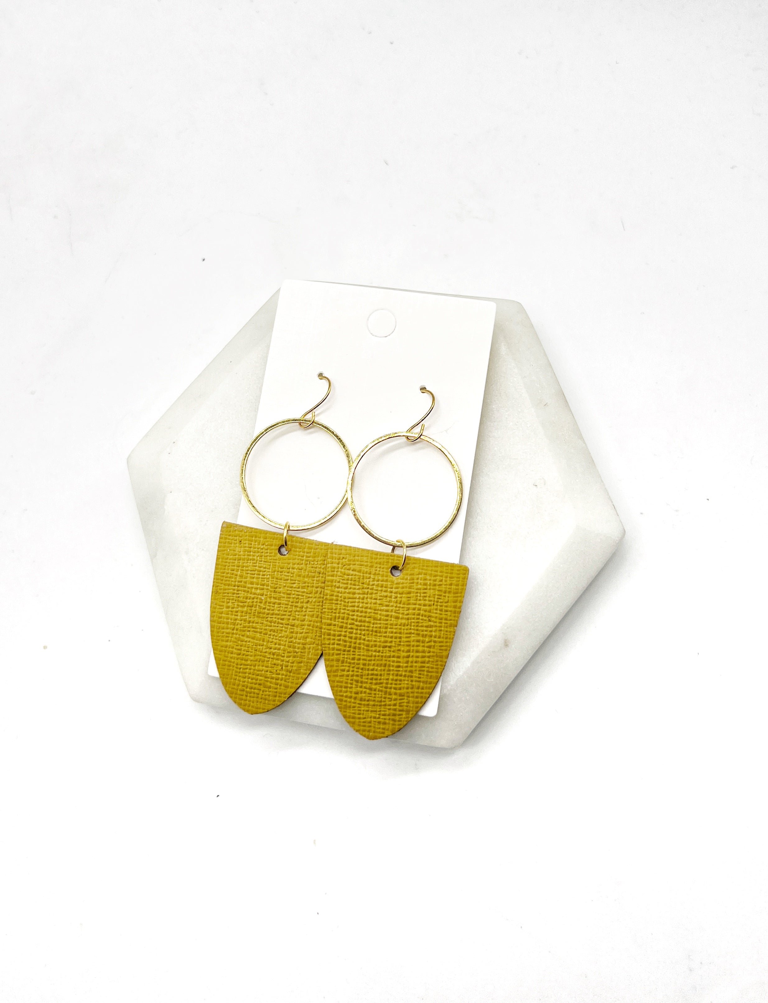 Mustard Yellow Adele Leather Earrings