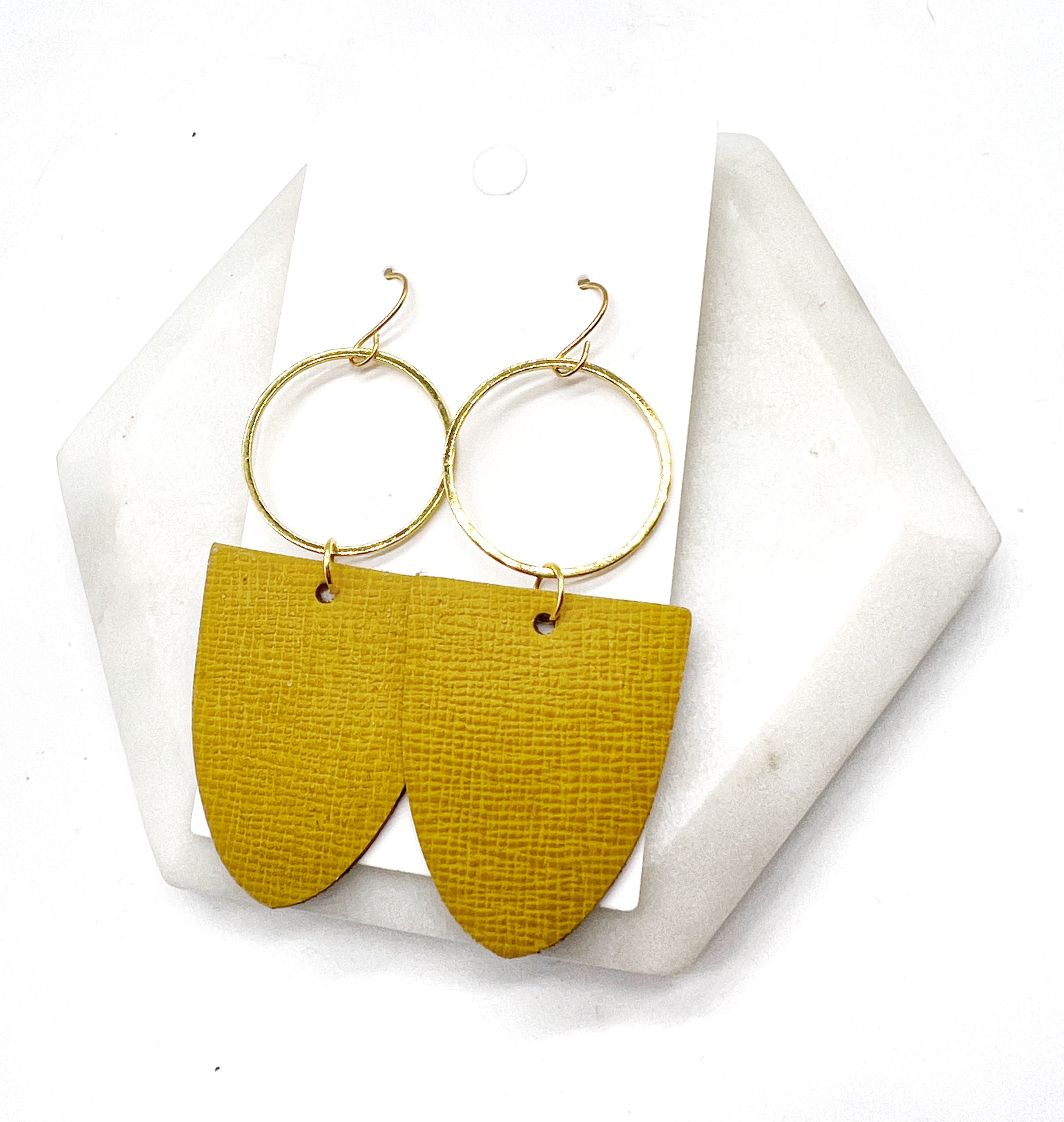 Mustard Yellow Adele Leather Earrings