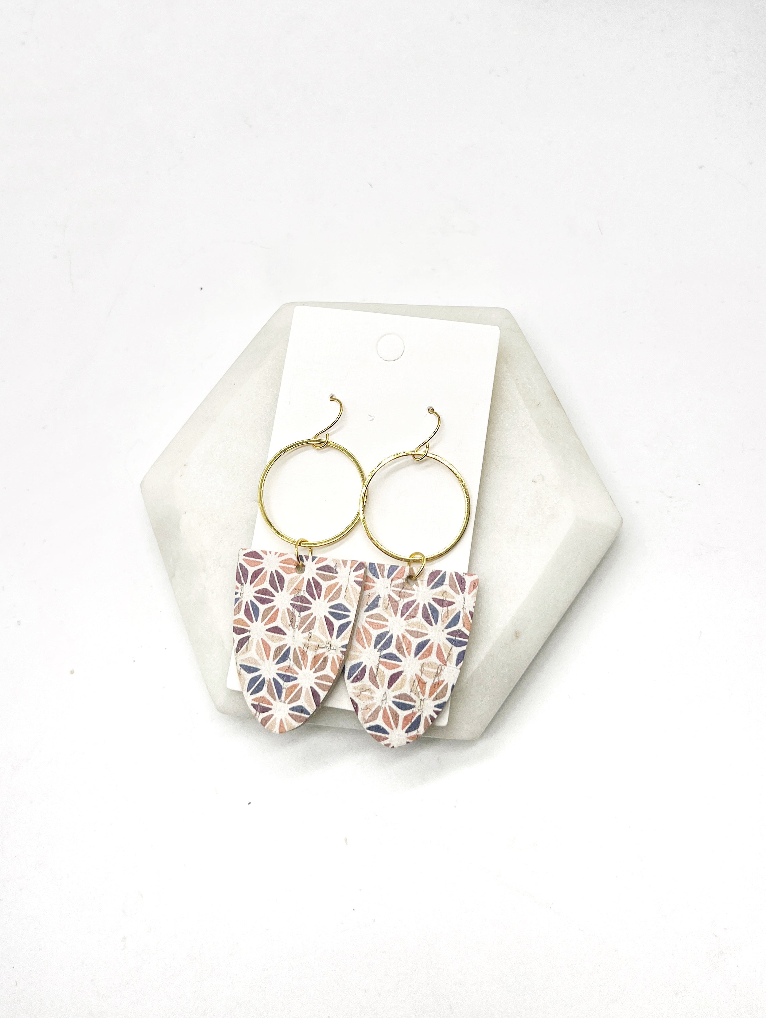 Retro Pinwheel Adele CorkLeather Earrings