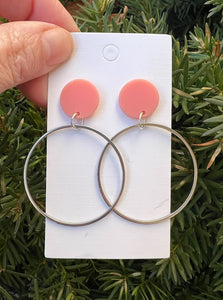Pink Silver Hoop Earrings