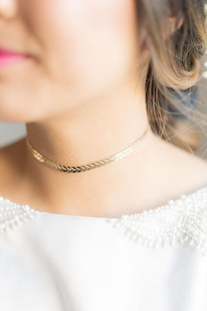 Gold or Silver Chevron Choker Necklace