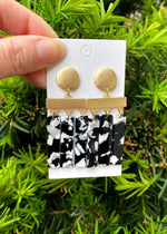Black White Chandelier Dangle Acrylic Earrings