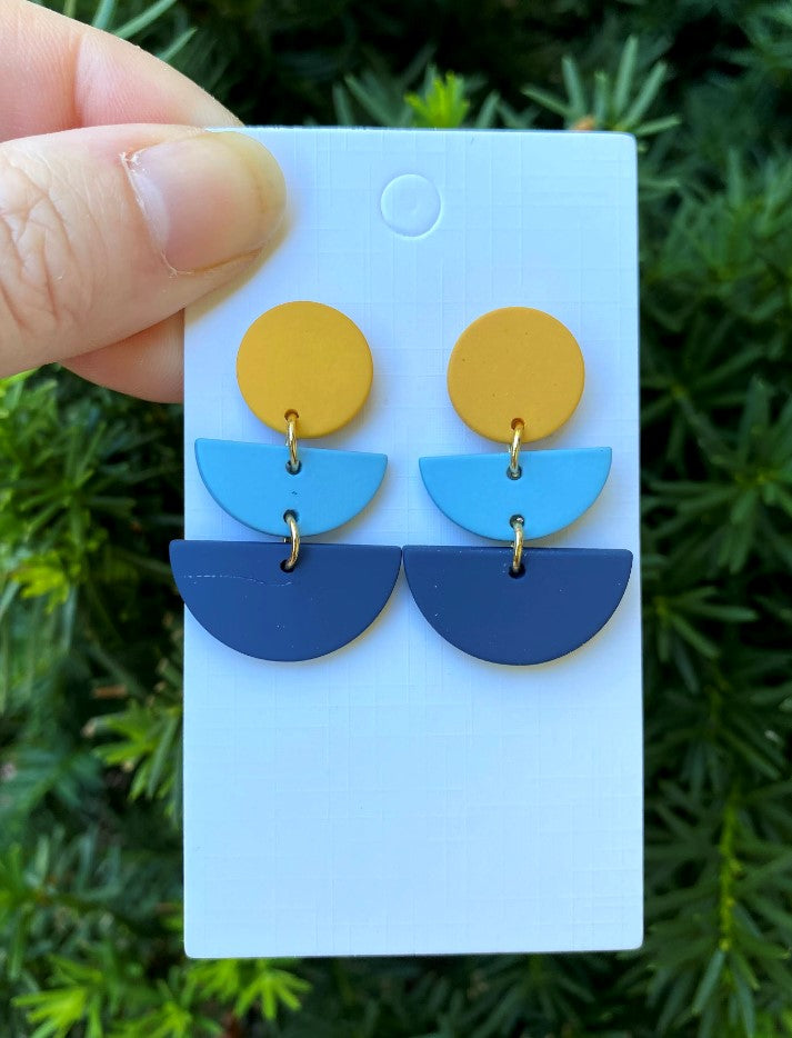 Blue Yellow Luna Acrylic Earrings