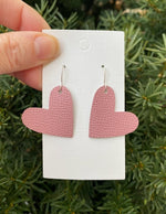 Blush Pink Heart Leather Earrings