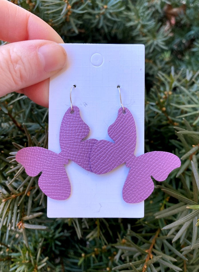 Lilac Butterfly Leather Earrings