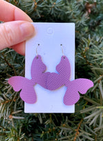 Lilac Butterfly Leather Earrings
