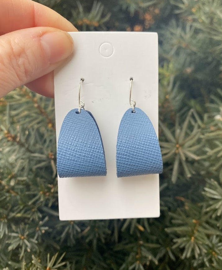 Chambray Mini Hoop Leather Earrings