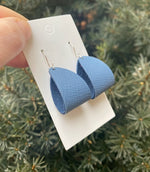Chambray Mini Hoop Leather Earrings