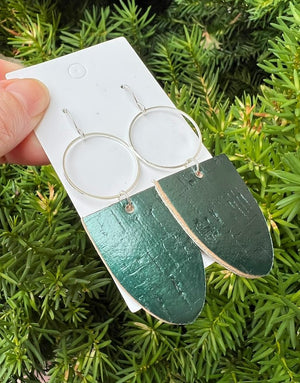 Emerald Green Adele CorkLeather Earrings