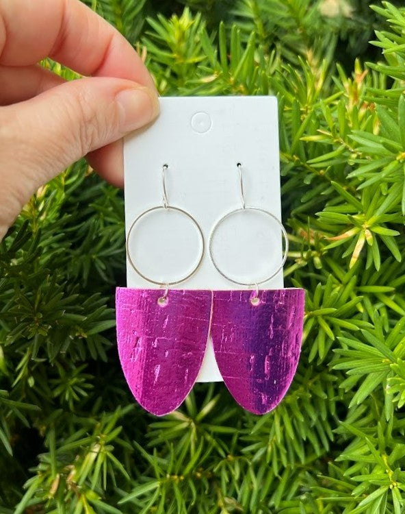 Fuchsia Adele Leather Earrings