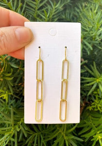 Gold Paperclip Link Earrings