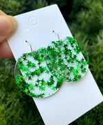 Green Star Crescent Acrylic Earrings