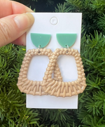 Sage Green Haven Raffia Earrings