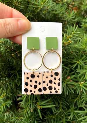 Green Spotted Mod Acrylic Earrings