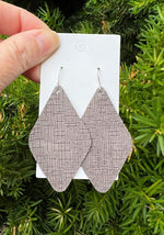 Grey Etched Leather Diamond Earrings