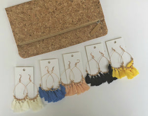 Yellow Teardrop Tassel Earrings