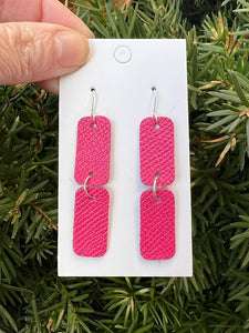 Hot Pink Aubrey Leather Earrings