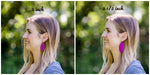 Gunmetal Gray Grey Glitter Marquis Petal Drop Leather Earrings
