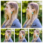 Gray Grey Charcoal Glitter Sparkle Shimmer Leather Teardrop Drop Earrings
