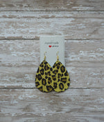 Leopard Animal Print Cheetah Brown Teardrop Drop Earrings