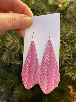 Bubble Gum Pink The Em Woven Leather Earrings