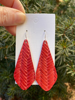 The Em Red Woven Leather Earrings