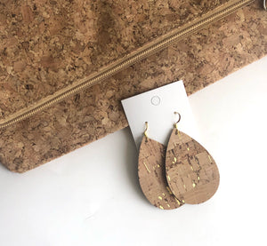 Gold Corkleather Bonded with Leather Teardrop