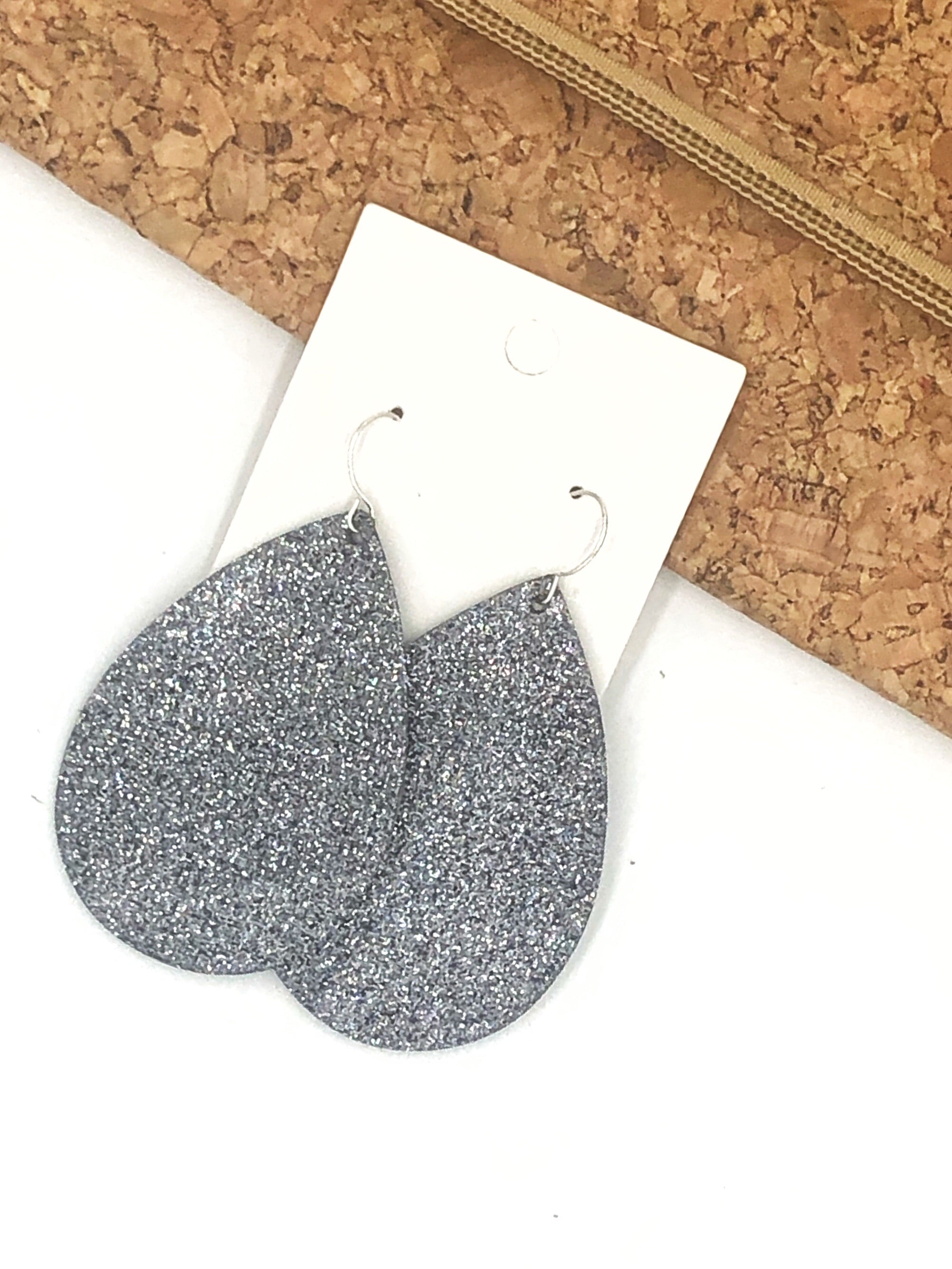 Gunmetal Glitter Teardrops