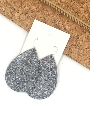 Gunmetal Glitter Teardrops
