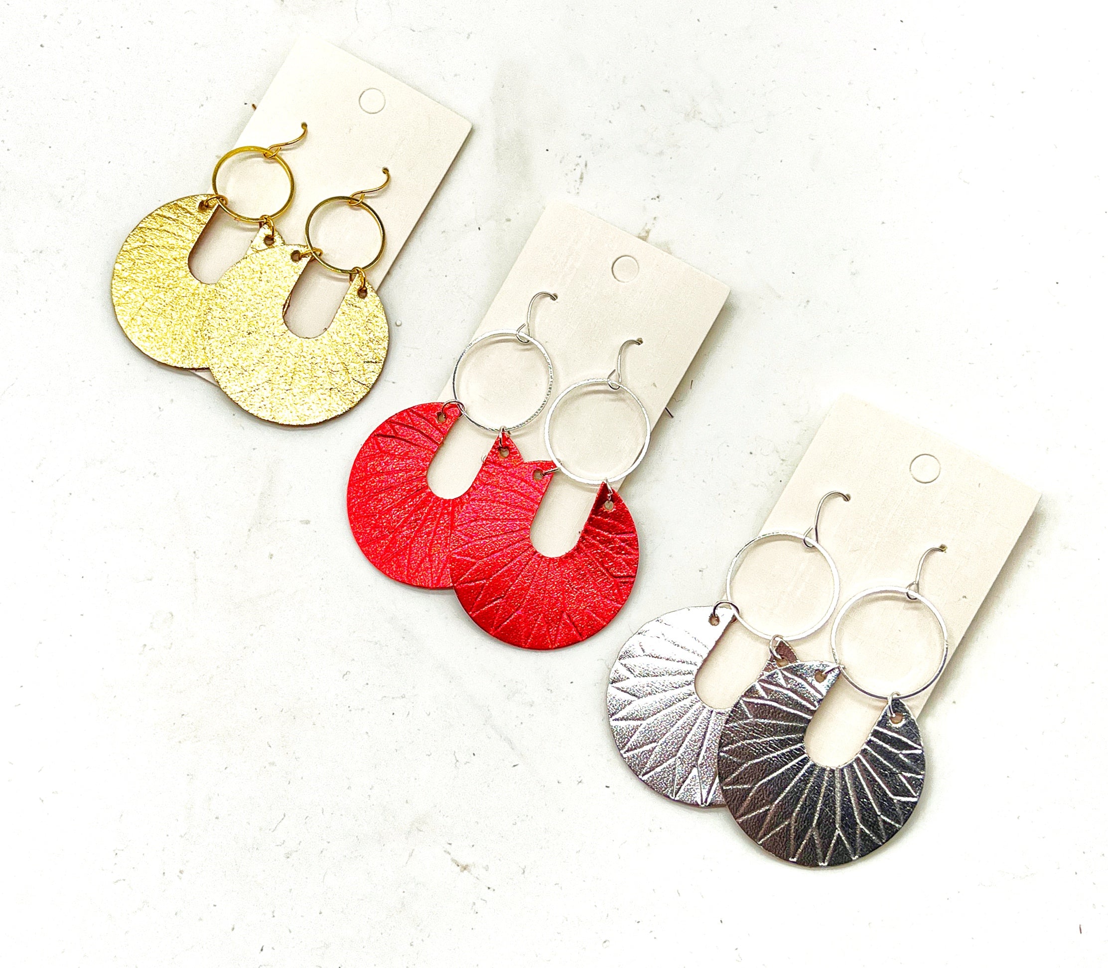 Silver Raye Embossed Earrings