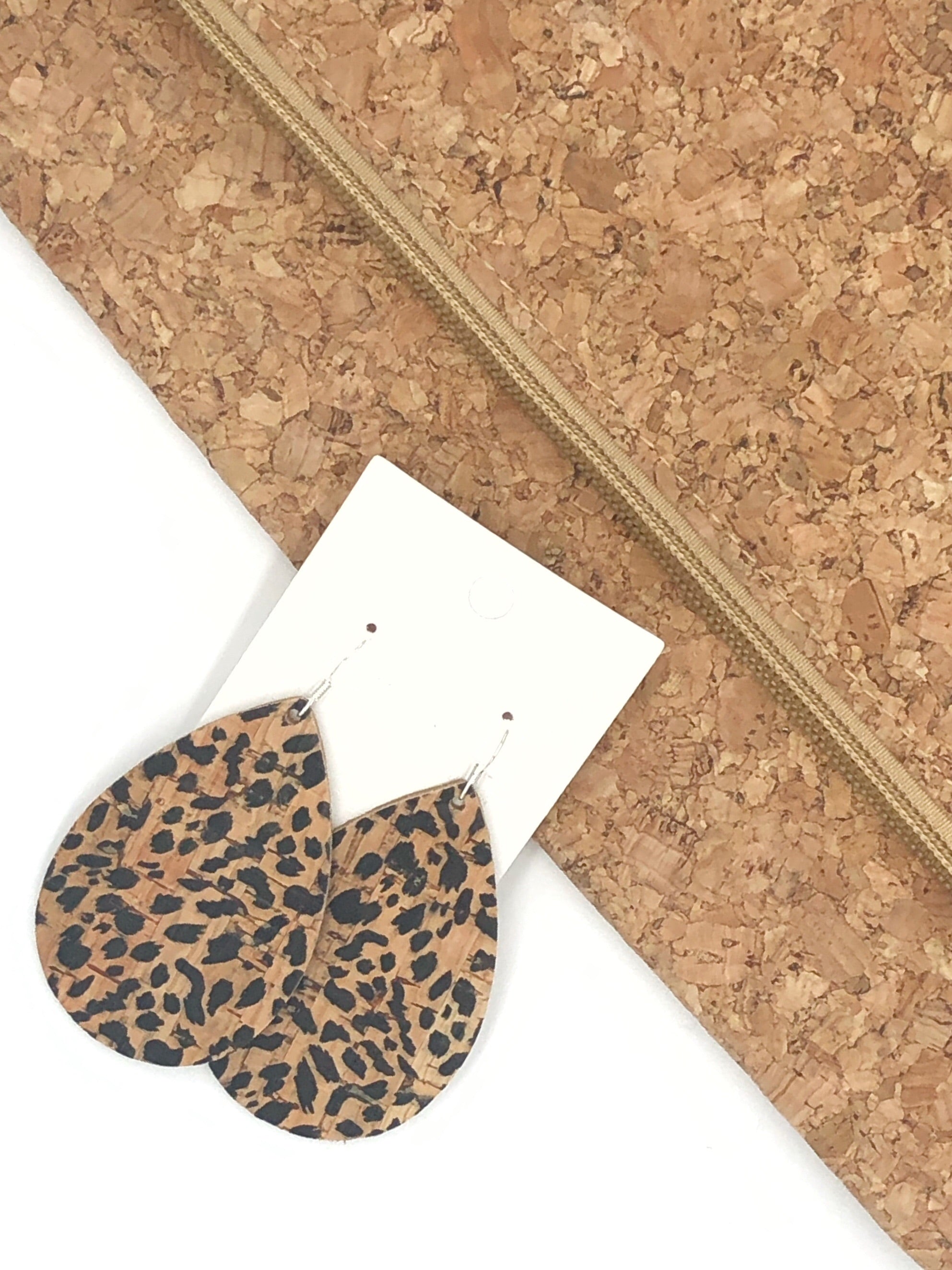 Cheetah Cork Bonded with Leather Teardrop