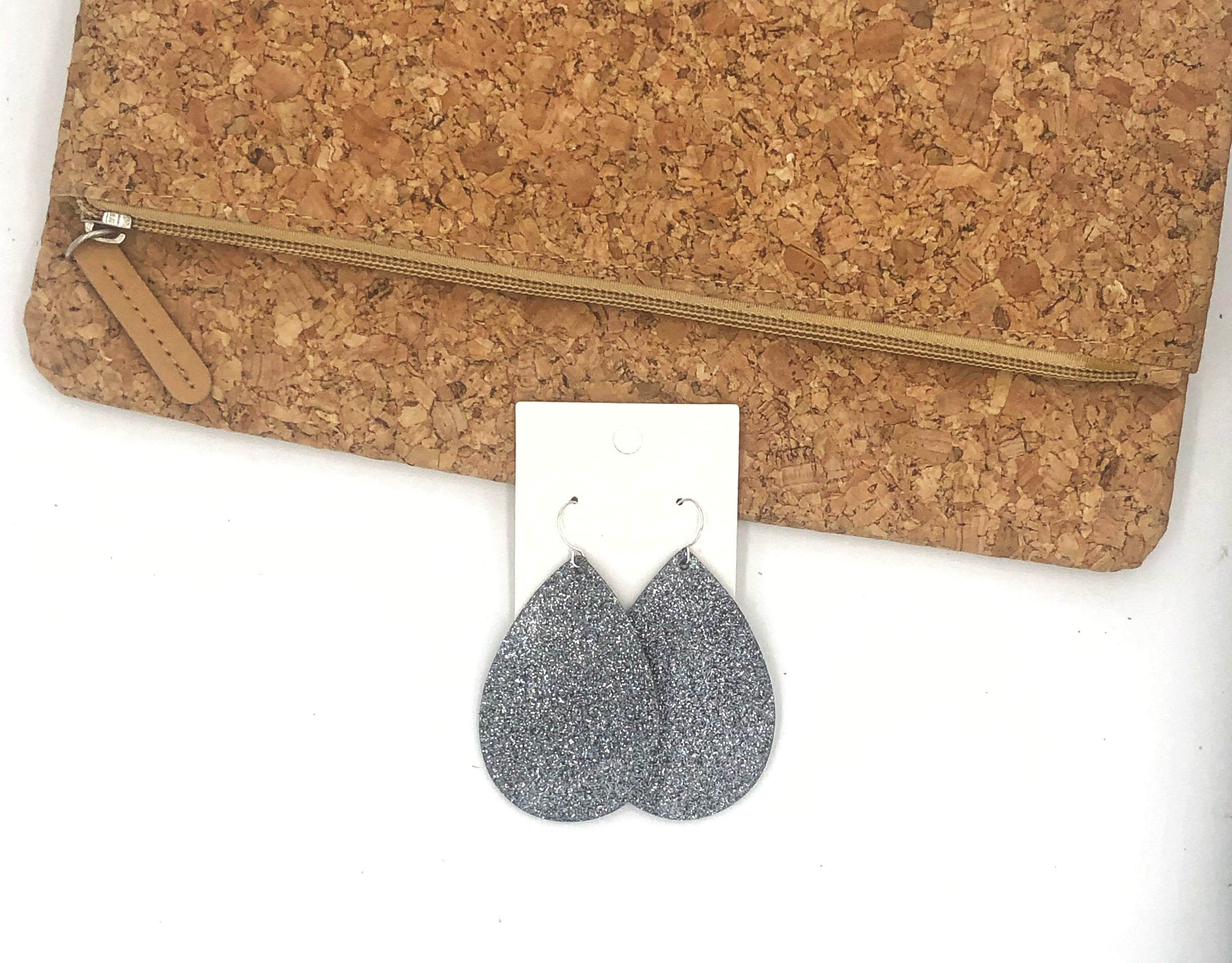 Gunmetal Glitter Teardrops