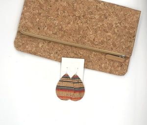 Striped Corkleather Bonded with Leather Teardrop