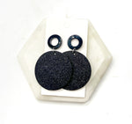 Black Glitter Disc Earrings