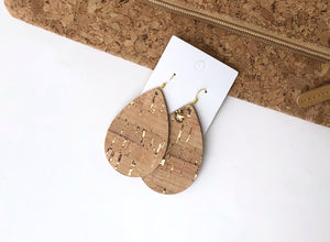 Gold Corkleather Bonded with Leather Teardrop