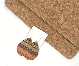 Striped Corkleather Bonded with Leather Teardrop