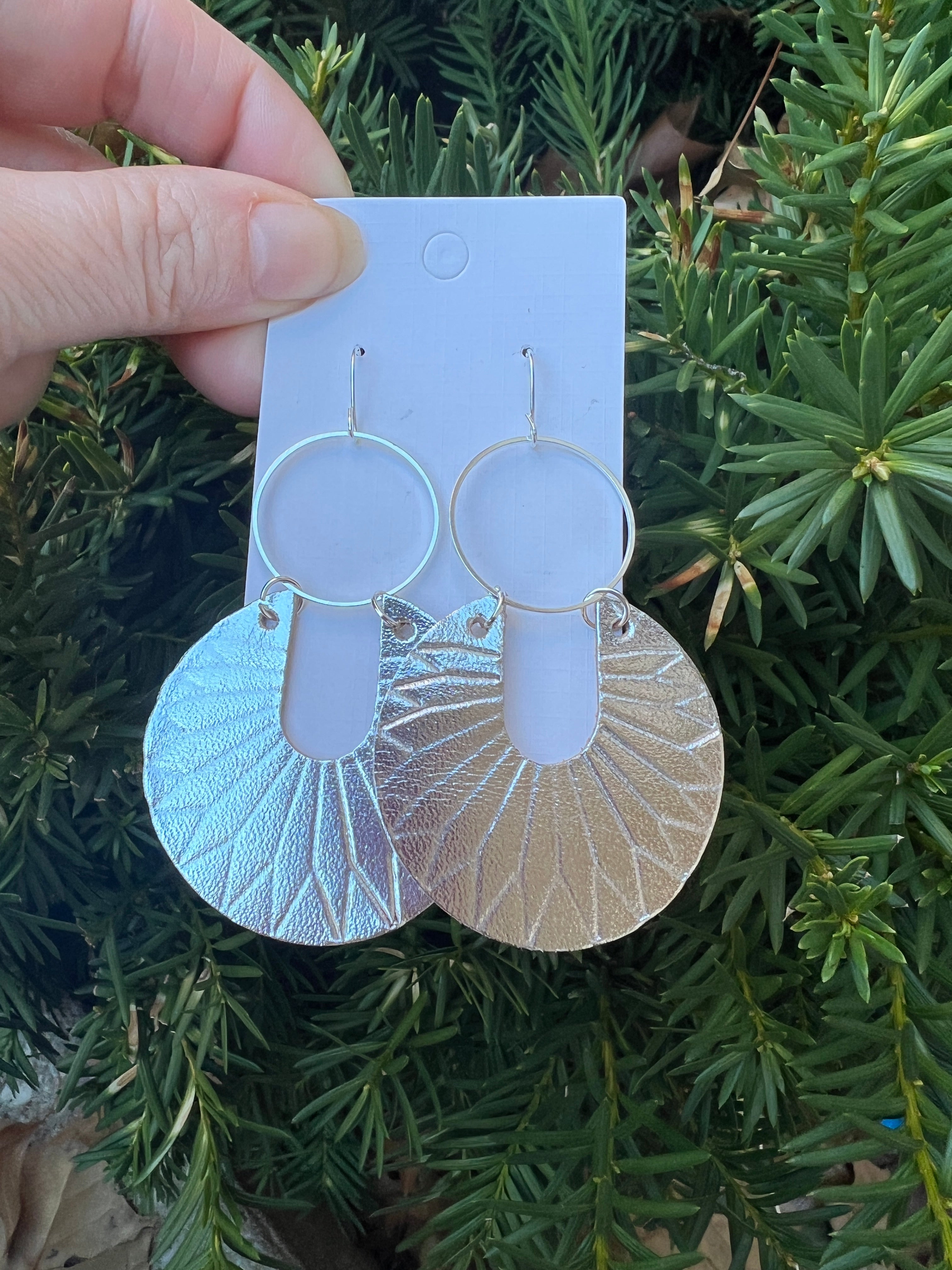Silver Raye Embossed Earrings