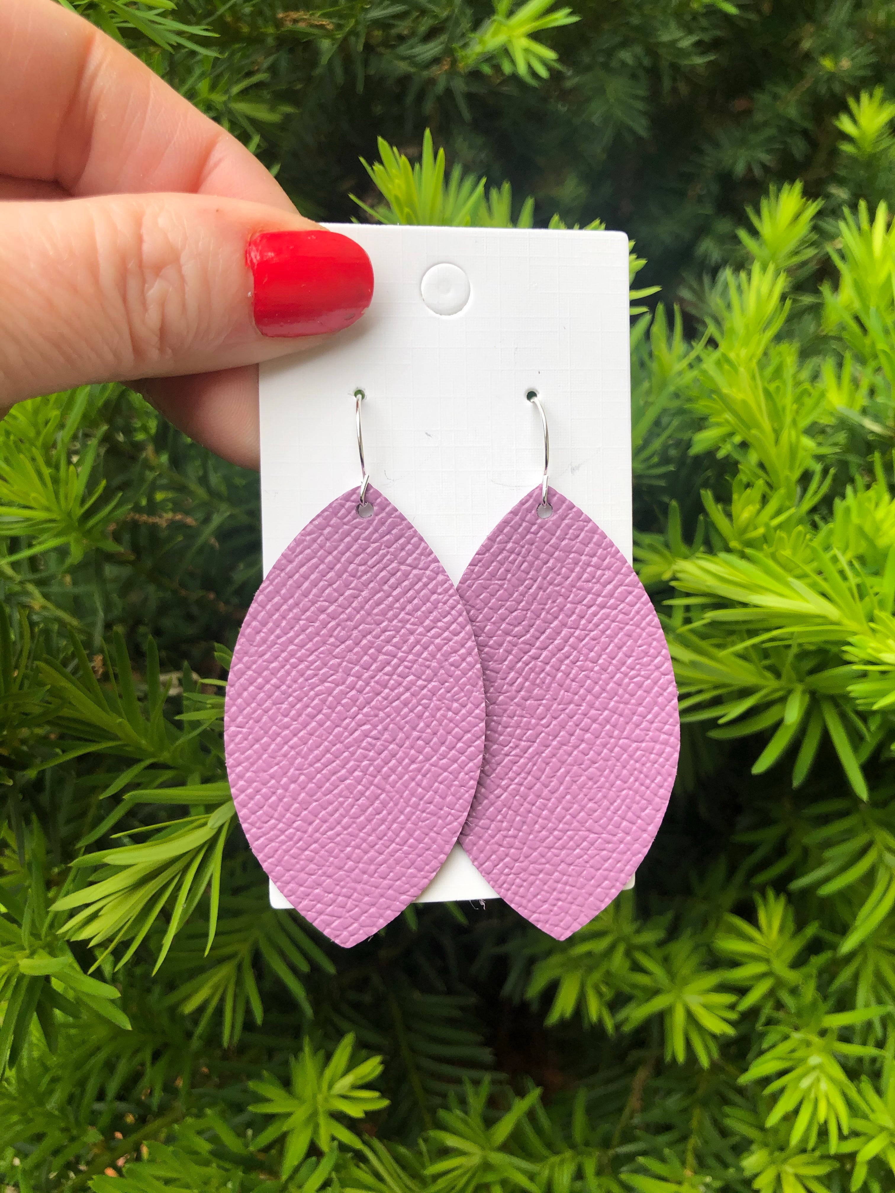 Lilac Leather Marquis Earrings