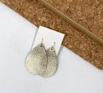 Hammered Gold Teardrop Leather Earrings