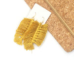 Mustard Yellow Macrame Leaf Earrings