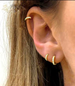 CZ Ear Huggie Hoop Earrings- Silver or Rose Gold