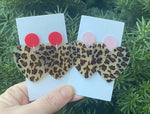 Red Leopard Heart Acrylic Earrings