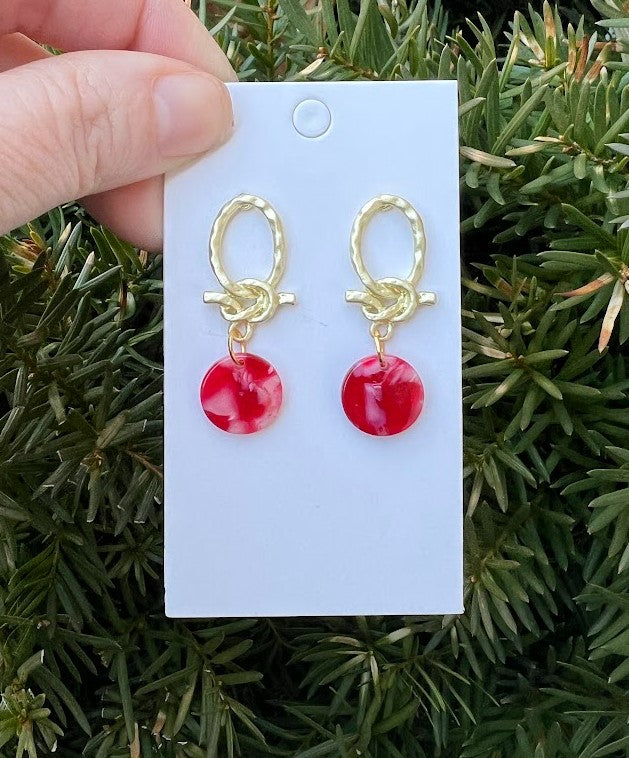 Red Love Knot Earrings