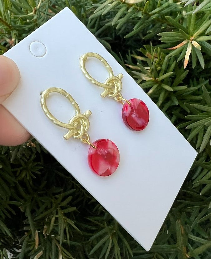 Red Love Knot Earrings