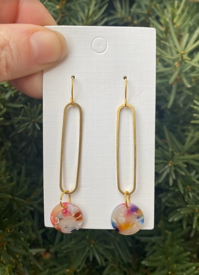 Multi-Colored Loop Minimalist Disc Earrings