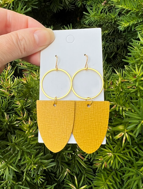 Mustard Yellow Adele Leather Earrings