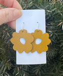 Mustard Yellow Blossom Leather Earrings