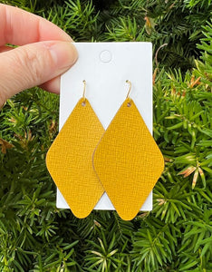 Mustard Yellow Leather Diamond Earring