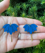 Navy Blue Lotus Acrylic and Gold Earrings